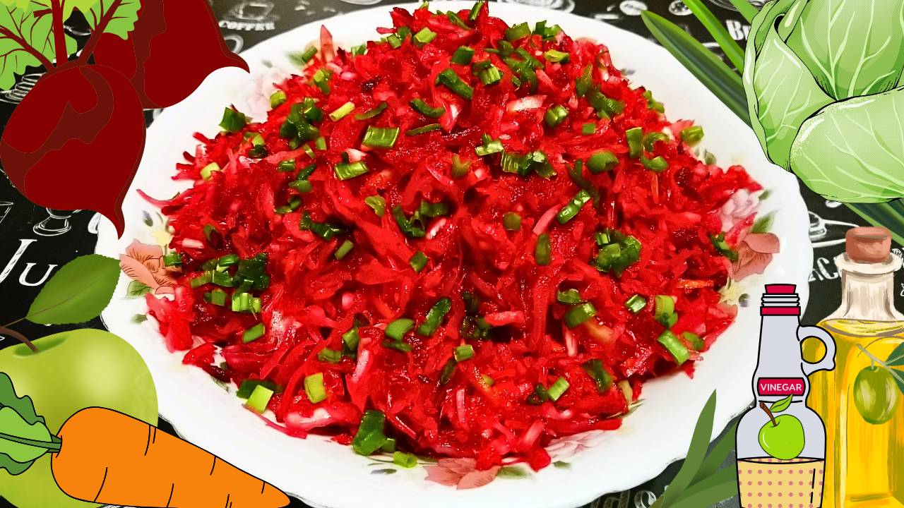 КАПУСТНЫЙ САЛАТ "МЕТЁЛКА" СО СВЕКЛОЙ И ЯБЛОКОМ / Вкусный и полезный салат