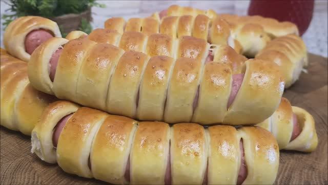 Сосиски в ТЕСТЕ. Дрожжевое тесто на ВОДЕ. Вкусная домашняя выпечка рецепт
