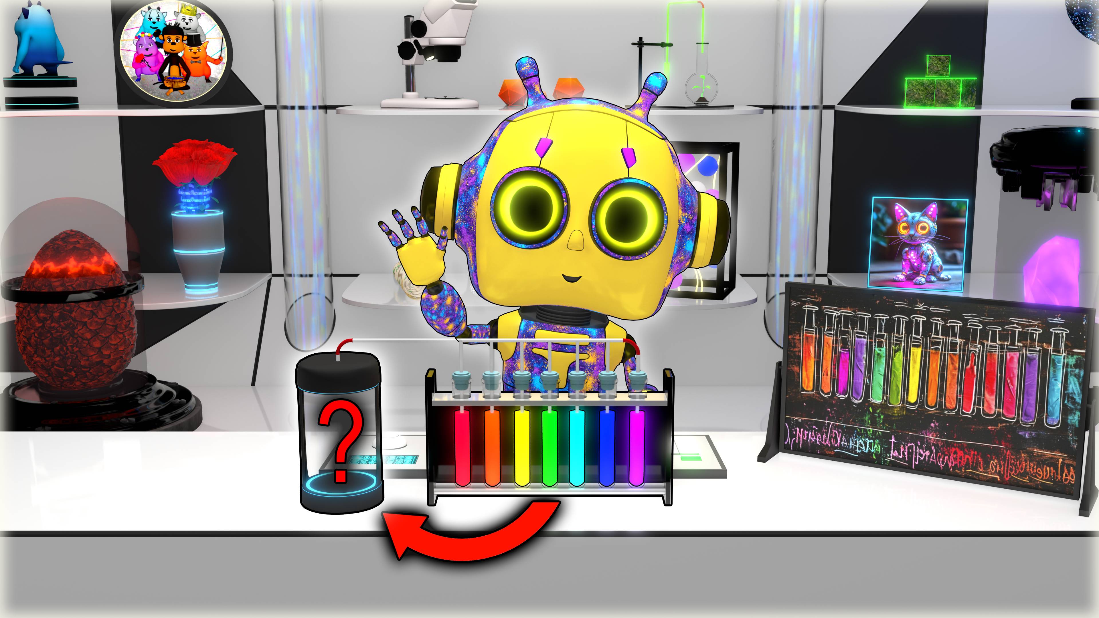 Что будет, если смешать 7 цветов радуги? | Проверяем в Космической лаборатории вместе с роботом Ати