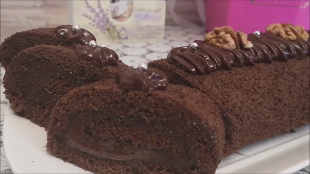 Шоколадный РУЛЕТ с шоколадным КРЕМОМ на РАСТИТЕЛЬНОМ масле. Быстрый рулет рецепт