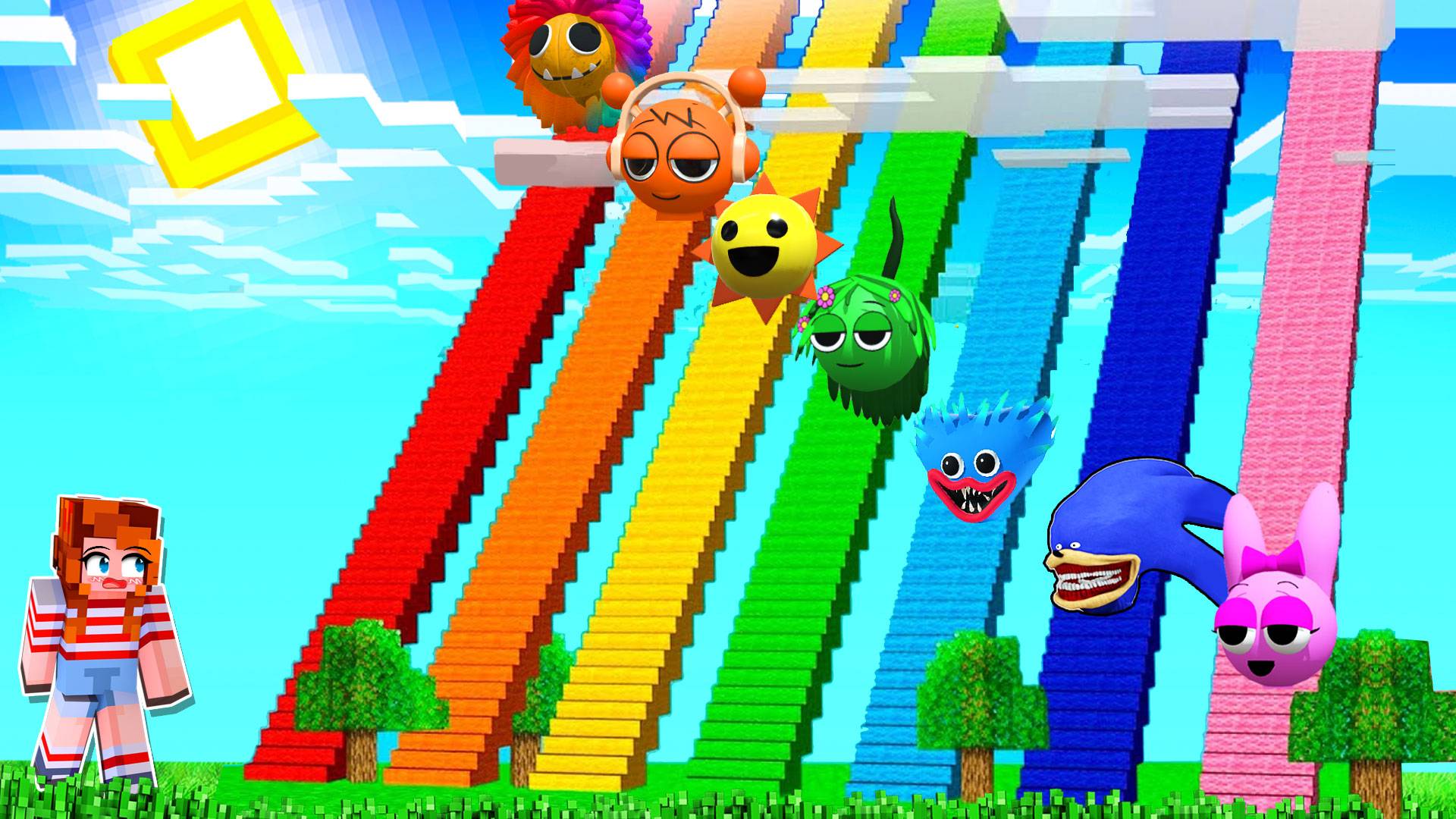 ВЫБЕРИ ЛЕСТНИЦУ СПРУНКИ ИЛИ ПОППИ ПЛЕЙТАЙМ  ЧТОБЫ ВЫЖИТЬ в МАЙНКРАФТ