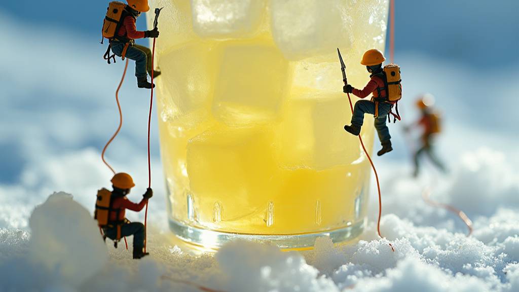 Трендовое видео с маленькими человечками .  Альпинисты и бокал со льдом