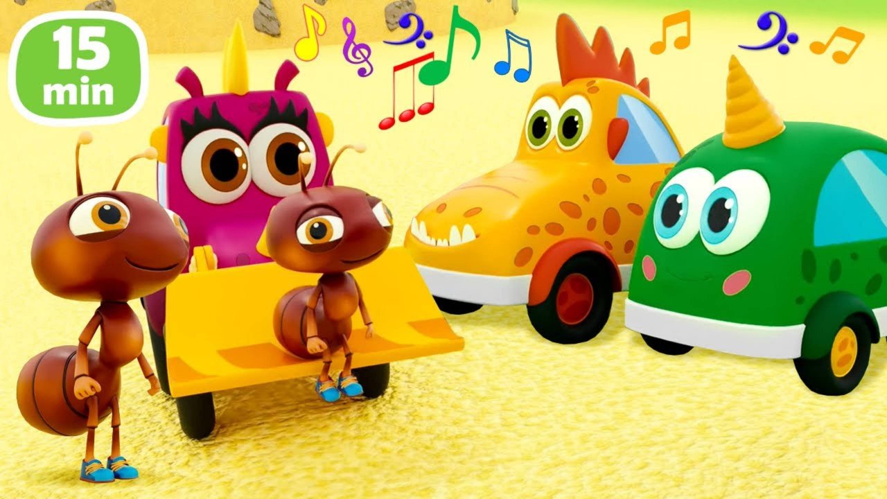 Детские песенки и машинки Мокас  Музыкальные мультики про машинки и животных