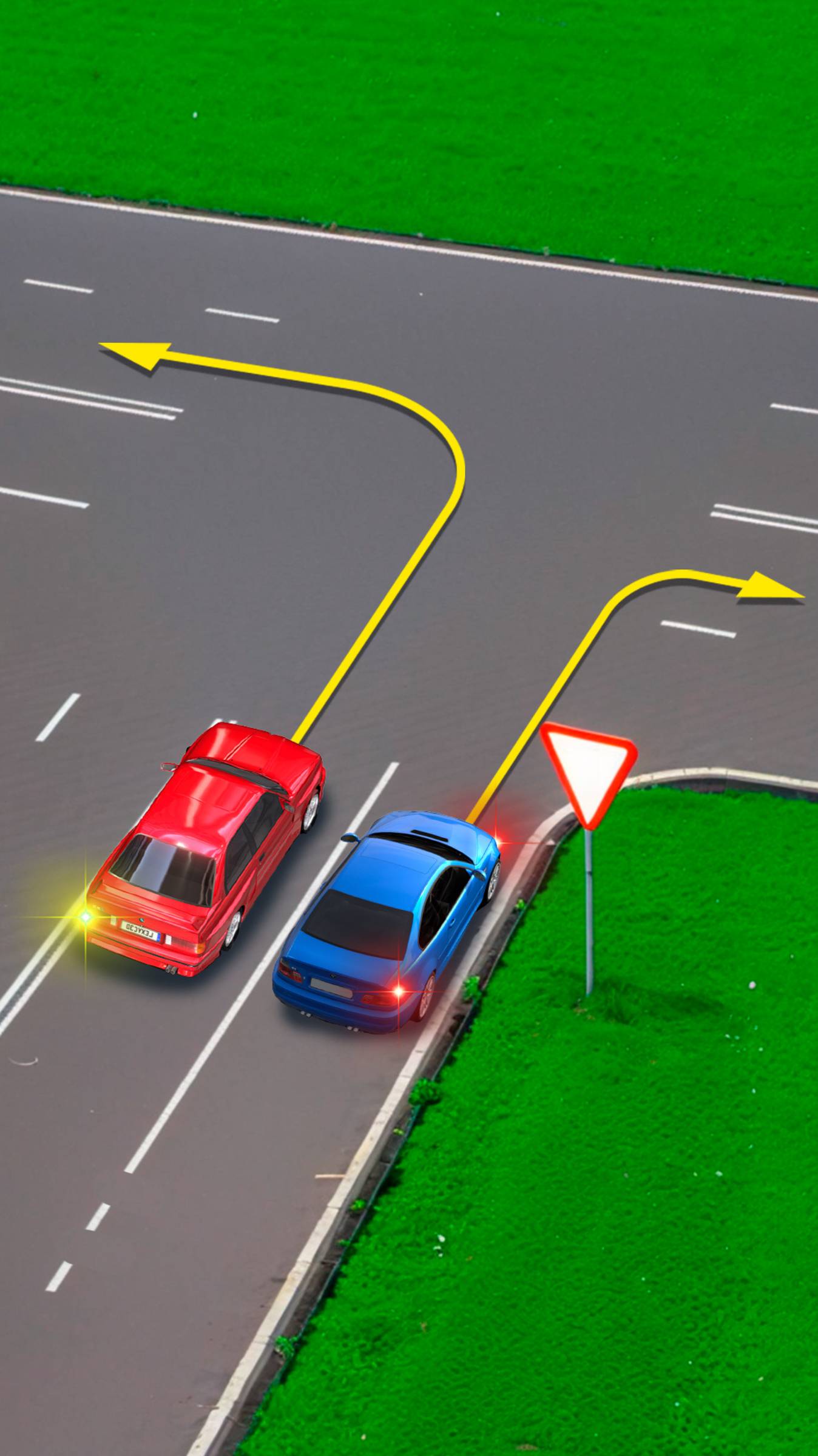 Выбери разрешенную траекторию для поворота?