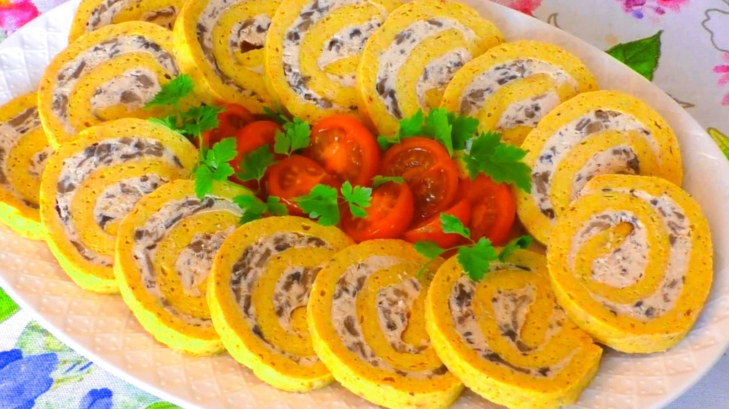 Куриный рулет с грибами