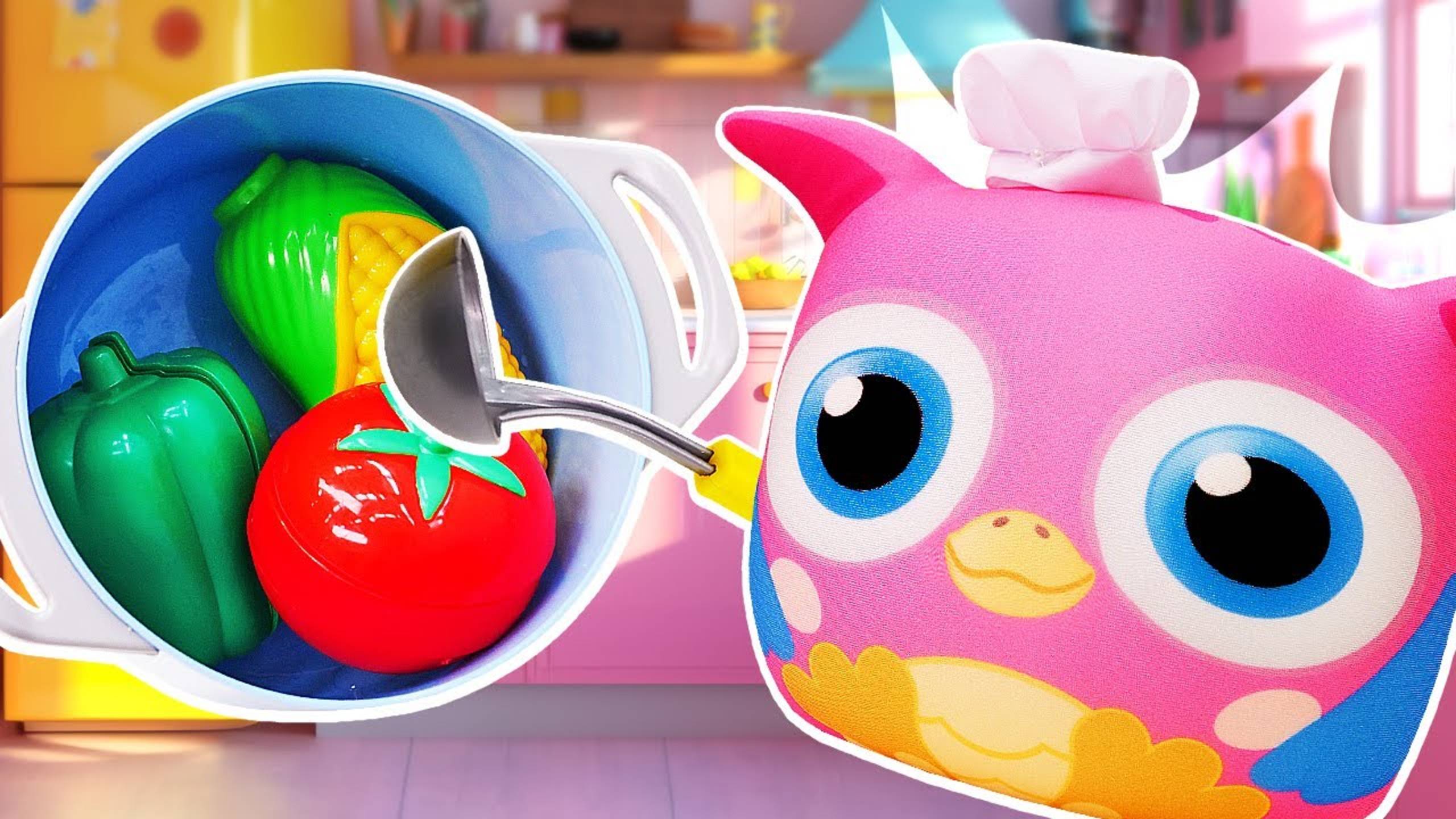 Видео для малышей с игрушкой Хоп Хоп. Собираем овощи и готовим суп