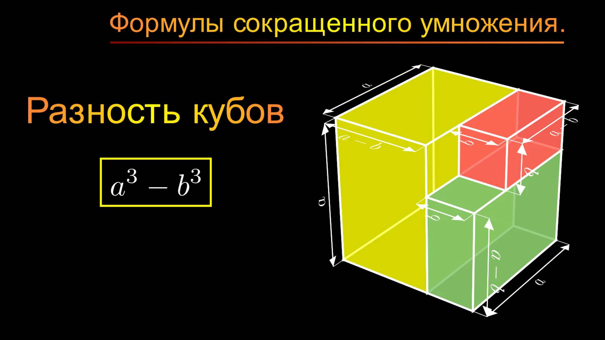 Алгебра 7 класс. Формулы сокращенного умножения. Разность кубов.