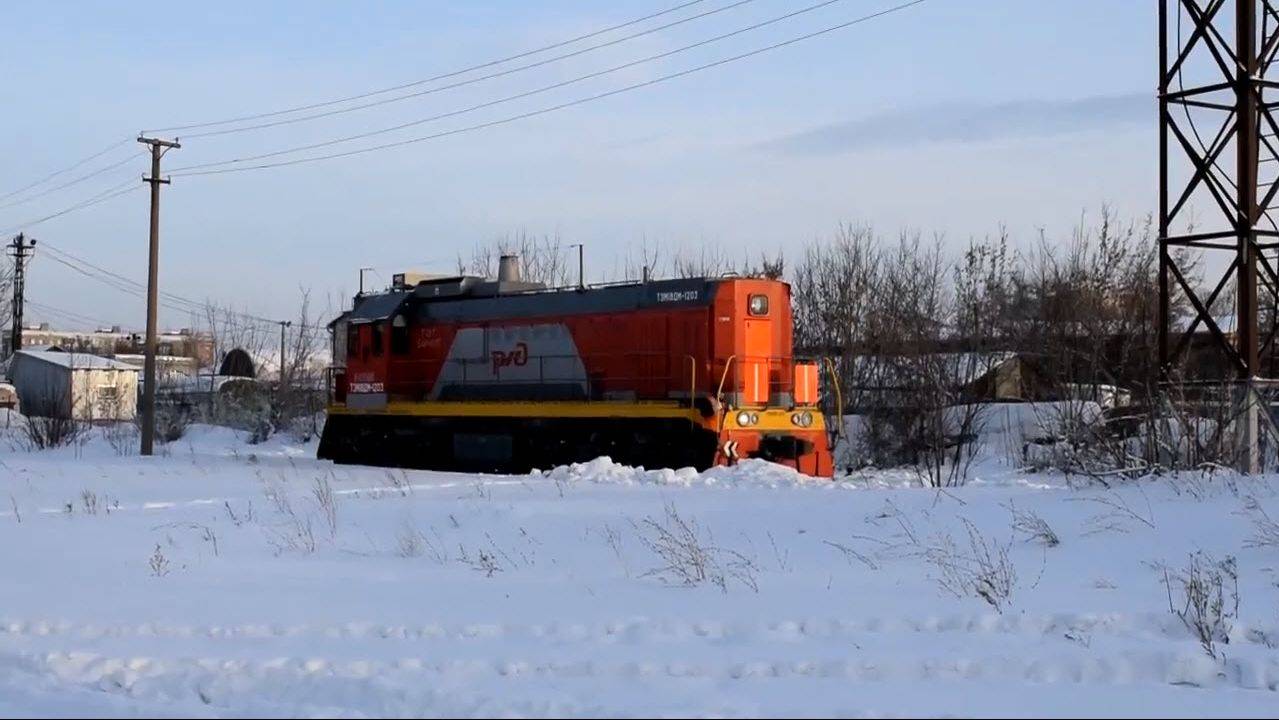 Тепловоз ТЭМ18ДМ-1203. Манёвры.