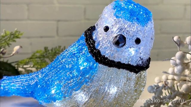 Светящаяся СИНИЧКА, акрил, 20 холодных белых LED-огней, 22 см, батарейки, таймер   492060