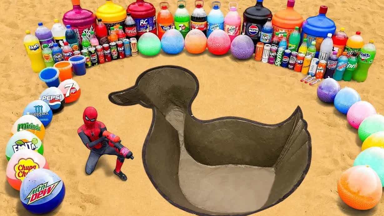 Как приготовить радужную утку с воздушными шариками из Фанты, Чупа-чупса, Фанты, Миринды, Кока-колы