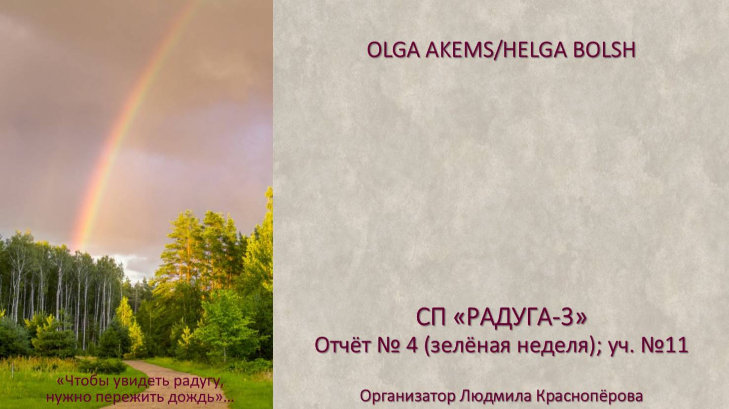 СП "Радуга -3" отчёт № 4