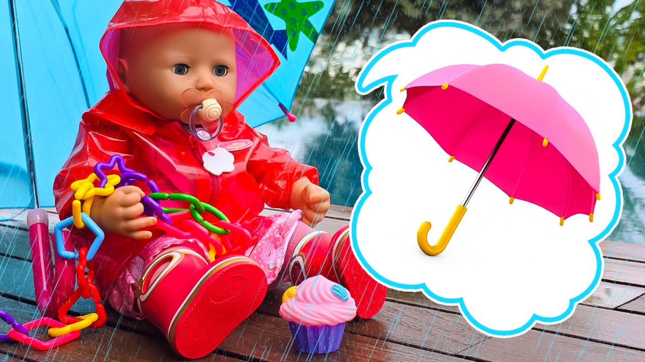 Беби Анабель гуляет под зонтом ☔️