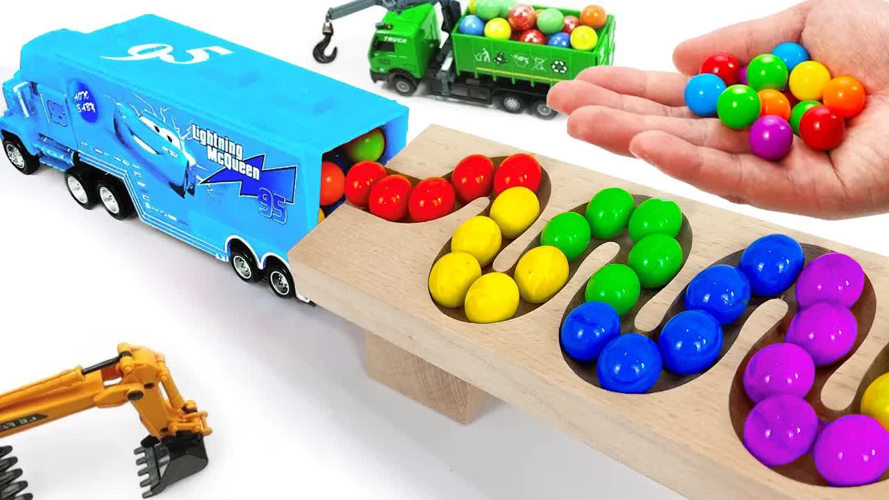 Мраморный забег ASMR самосвал Экскаватор Машина скорой помощи Вилочный погрузчик