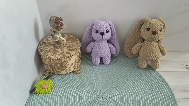 Оформление мордочки вязаным зайкам. Утяжка и вышивка