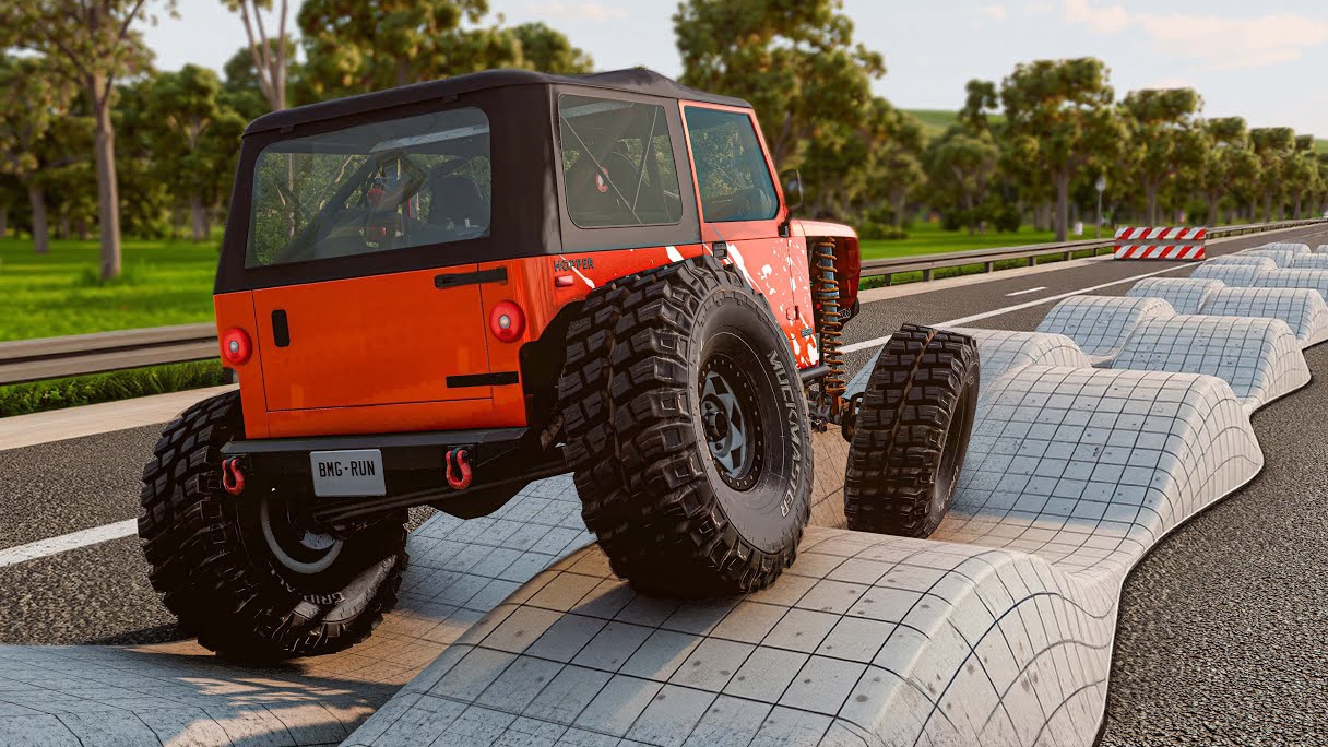 Испытание автомобилей на подвеске BeamNG Drive Challenge заканчивается полным уничтожением!