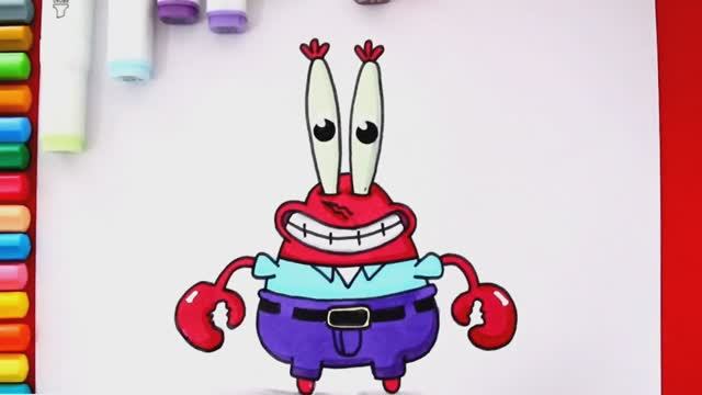 Как нарисовать и раскрасить красного мистера Крабса (Губка Боб Квадратные Штаны)