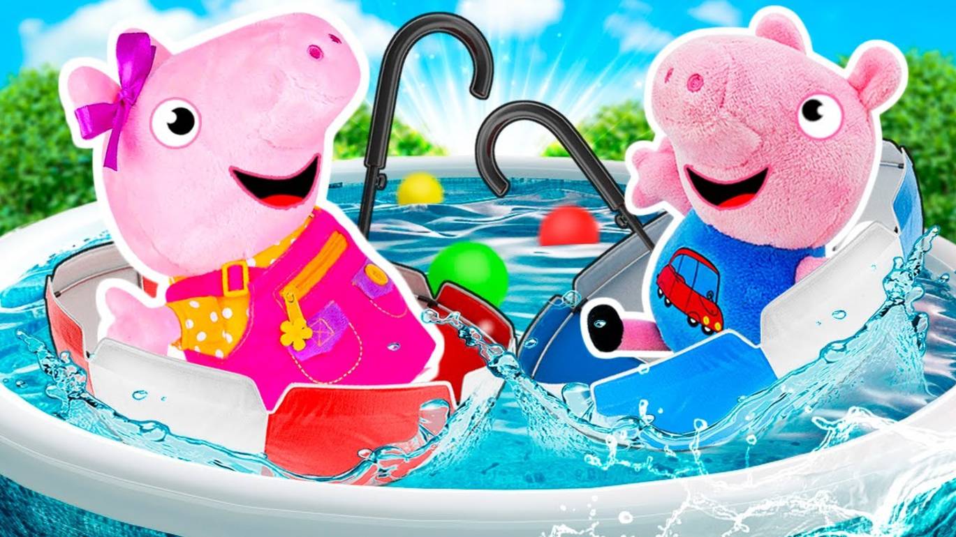 Свинка Пеппа устраивает пикник и плавает на ЗОНТИКЕ! ☂️ Видео для детей про мягкие игрушки
