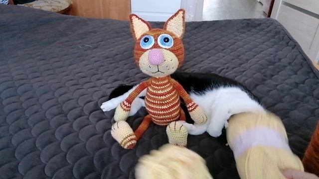 Отчёт в конкурсе "Первоапрельский беспредел" Связала кота Обормота крючком.