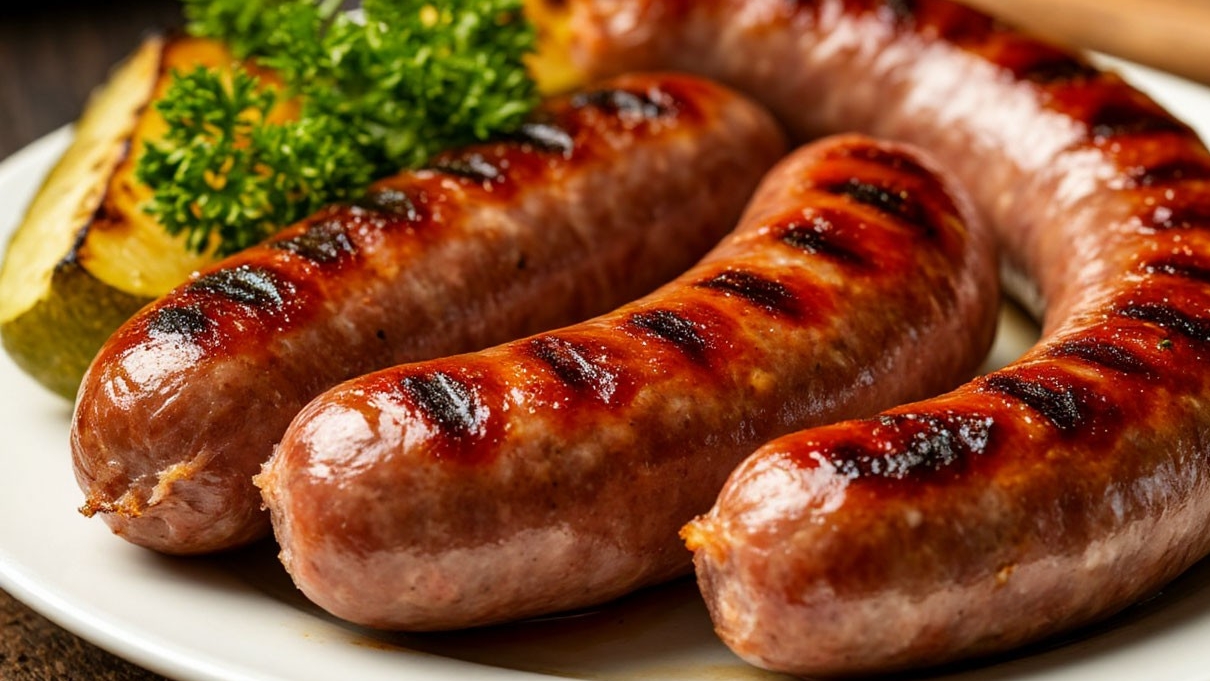 Готовим жареные куриные колбаски.