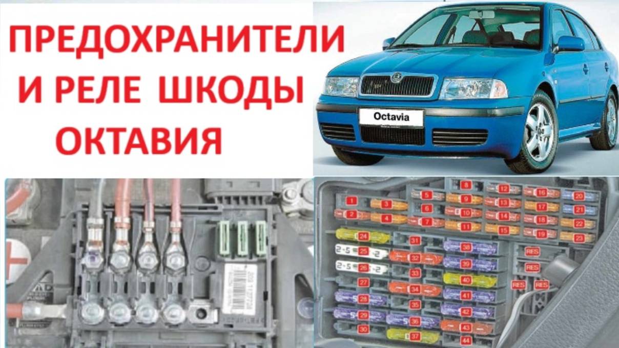 Предохранители и реле automobile SKODY OCTAVIA с расшифровкой, схемы расположения, места установки.