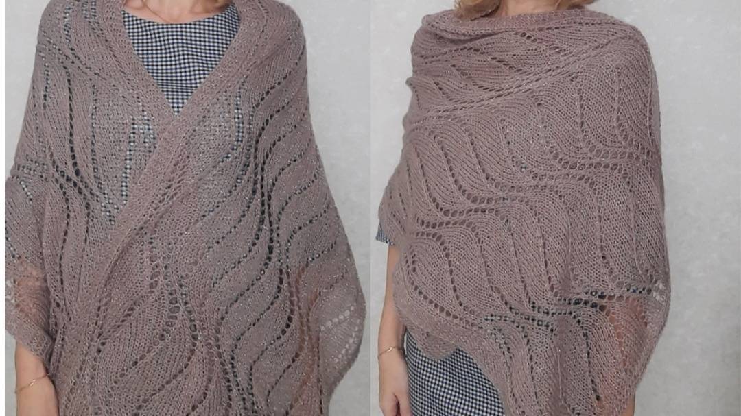 Очень красивый палантин._Узор _Магические волны_._Попетельный МК.