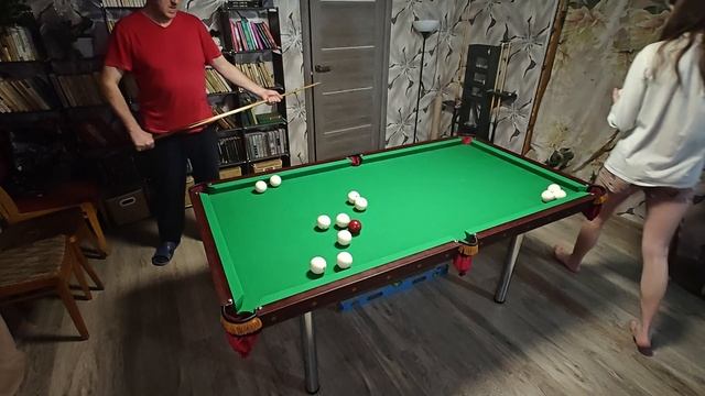 ..Турнир ..плохая погода уходи.. ОТКРЫТ..Первая партия..Бильярд ДОМА..стол 6 футов..