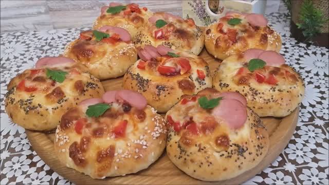 Булочки ПИЦЦЫ рецепт ПЕРЕКУС в ШКОЛУ на РАБОТУ в ДОРОГУ Вкусные булочки на кефире