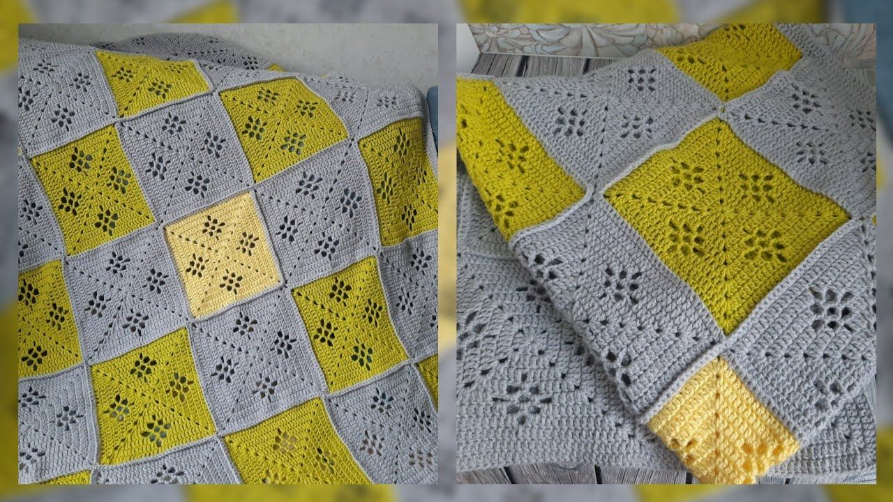 Уютный плед мотивами./ Подробный МК.