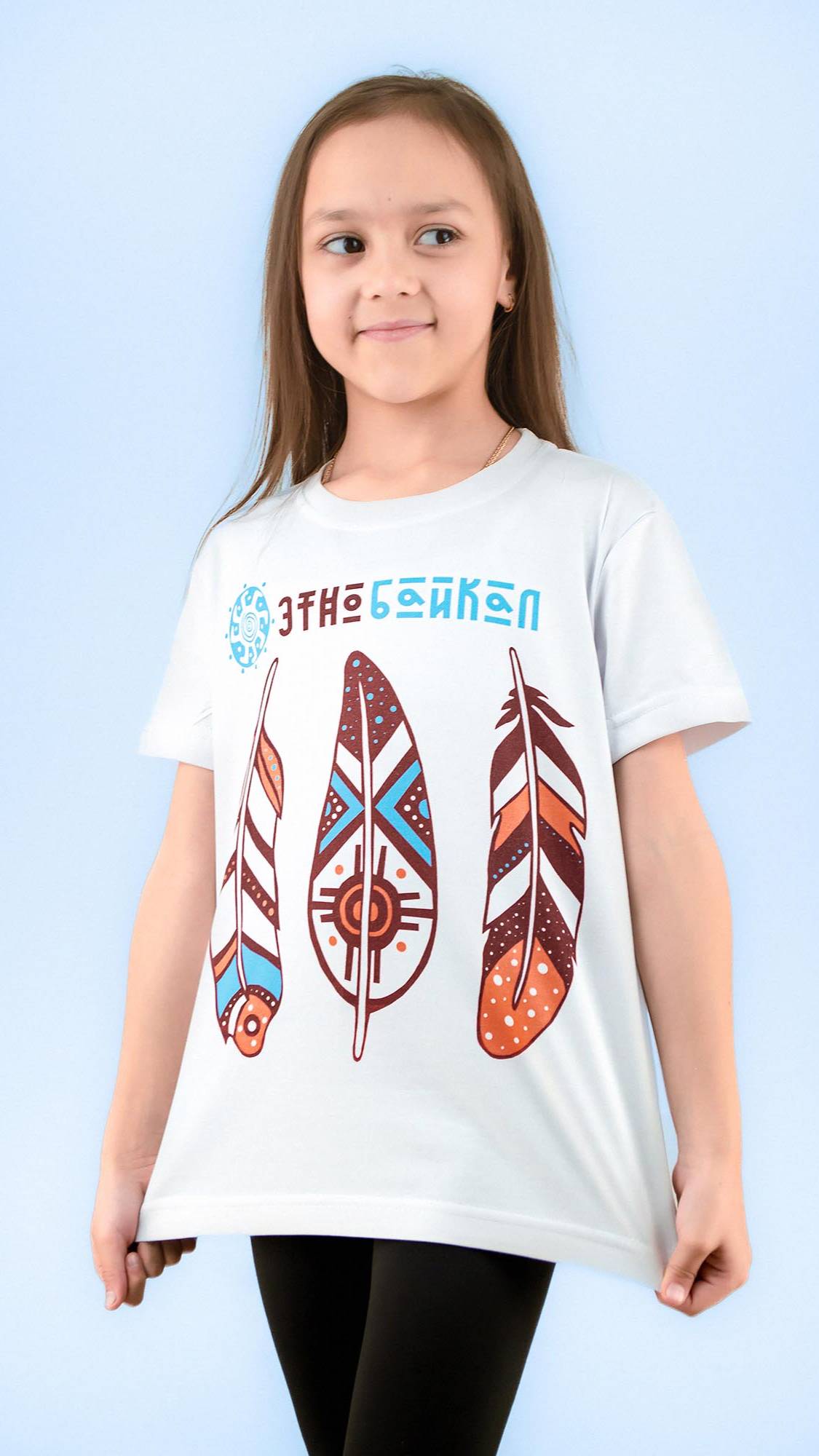 Футболка детская двусторонняя ПЕРЬЯ ЭТНО ВЕРТИКАЛЬНЫЕ