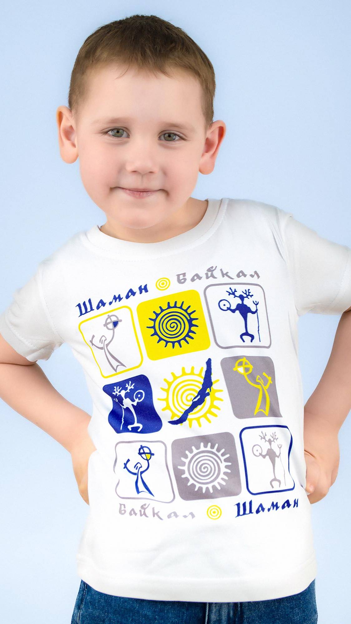 Футболка детская односторонняя БЕЛЫЙ ШАМАН (синий)
