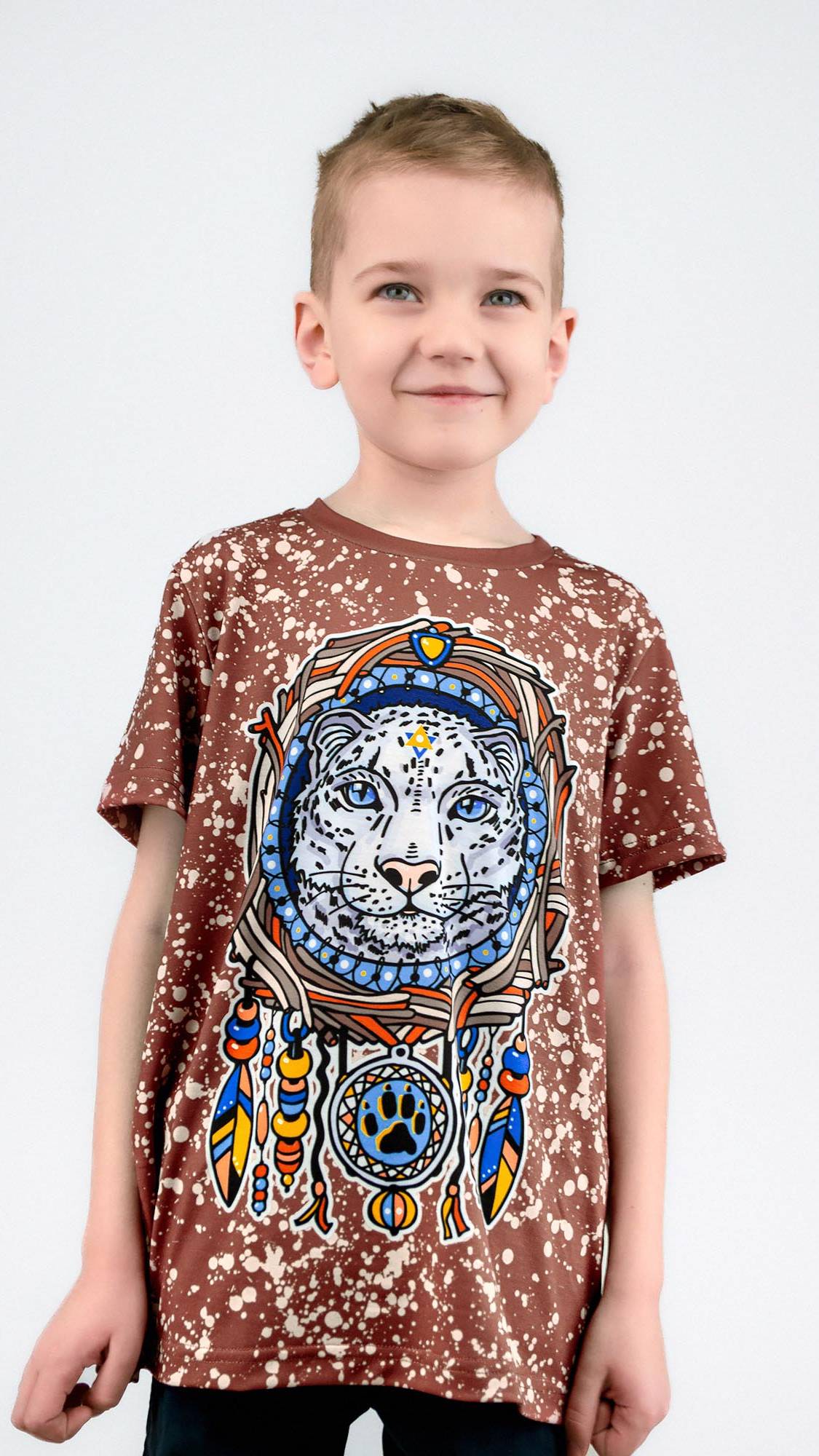 Футболка детская БАРС В ЛОВЦЕ (коричневая)