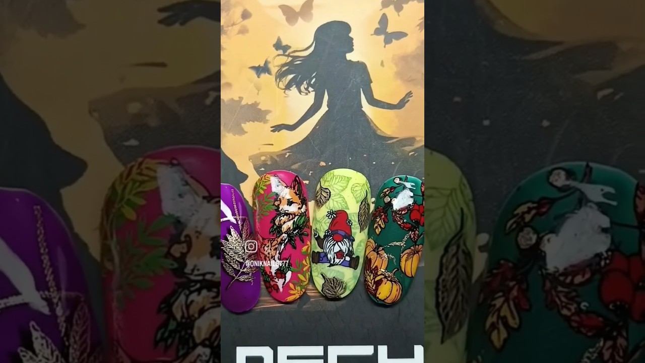 Дизайны с пластины Лесник от Meduzza stamping #stamping #стемпинг #meduzzastamping