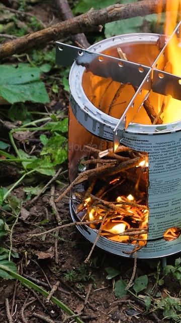 Печка щепочница из банки, для кемпинга и бушкрафта