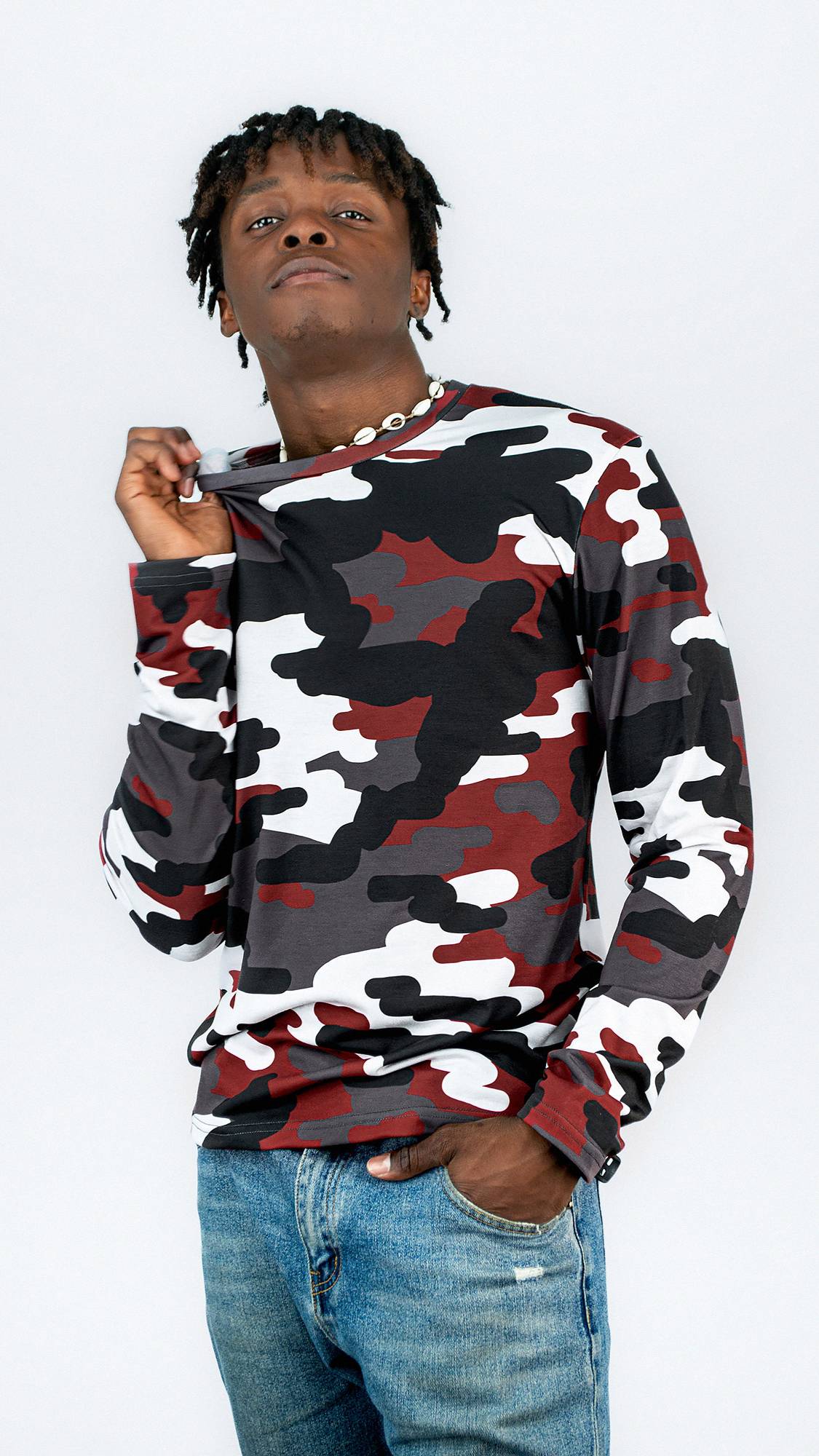 Лонгслив КАМУФЛЯЖ (брусничный)