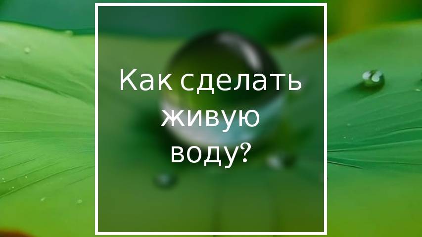 Как сделать живую воду?#счастье#живаявода#александртюрин