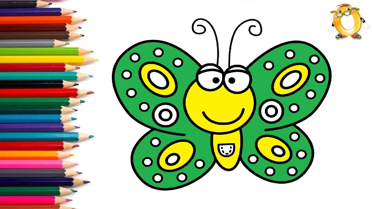 Мультик - раскраска для детей БАБОЧКА. Учимся как рисовать БАБОЧКУ вместе с детьми // ОБУЧАШКА ТВ