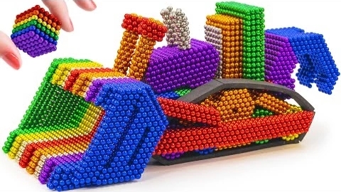 Версия большого бульдозера Caterpillar D11T из магнитных шариков |