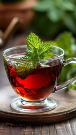 Чай с черной смородиной и мятой