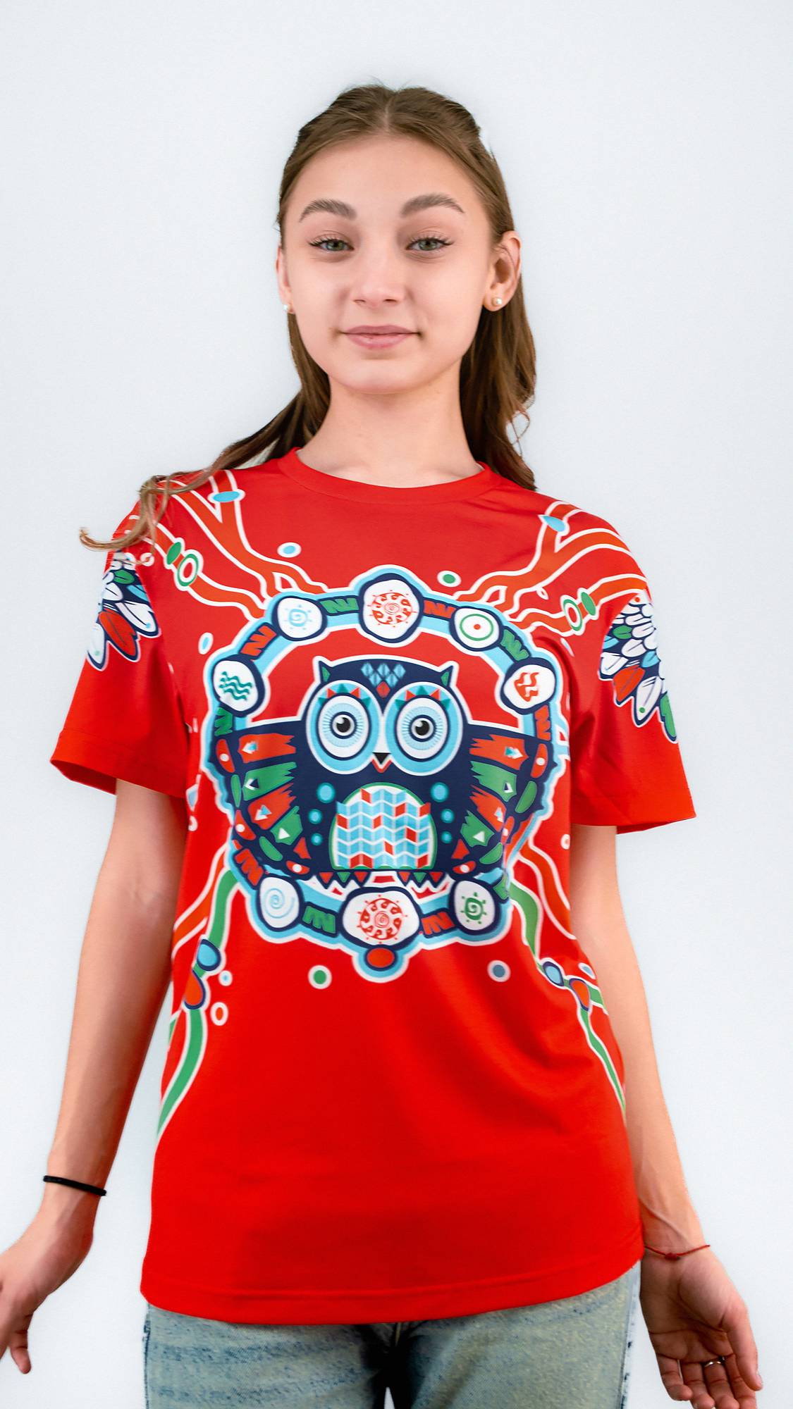 Футболка СОВА В ЛОВЦЕ (красная)