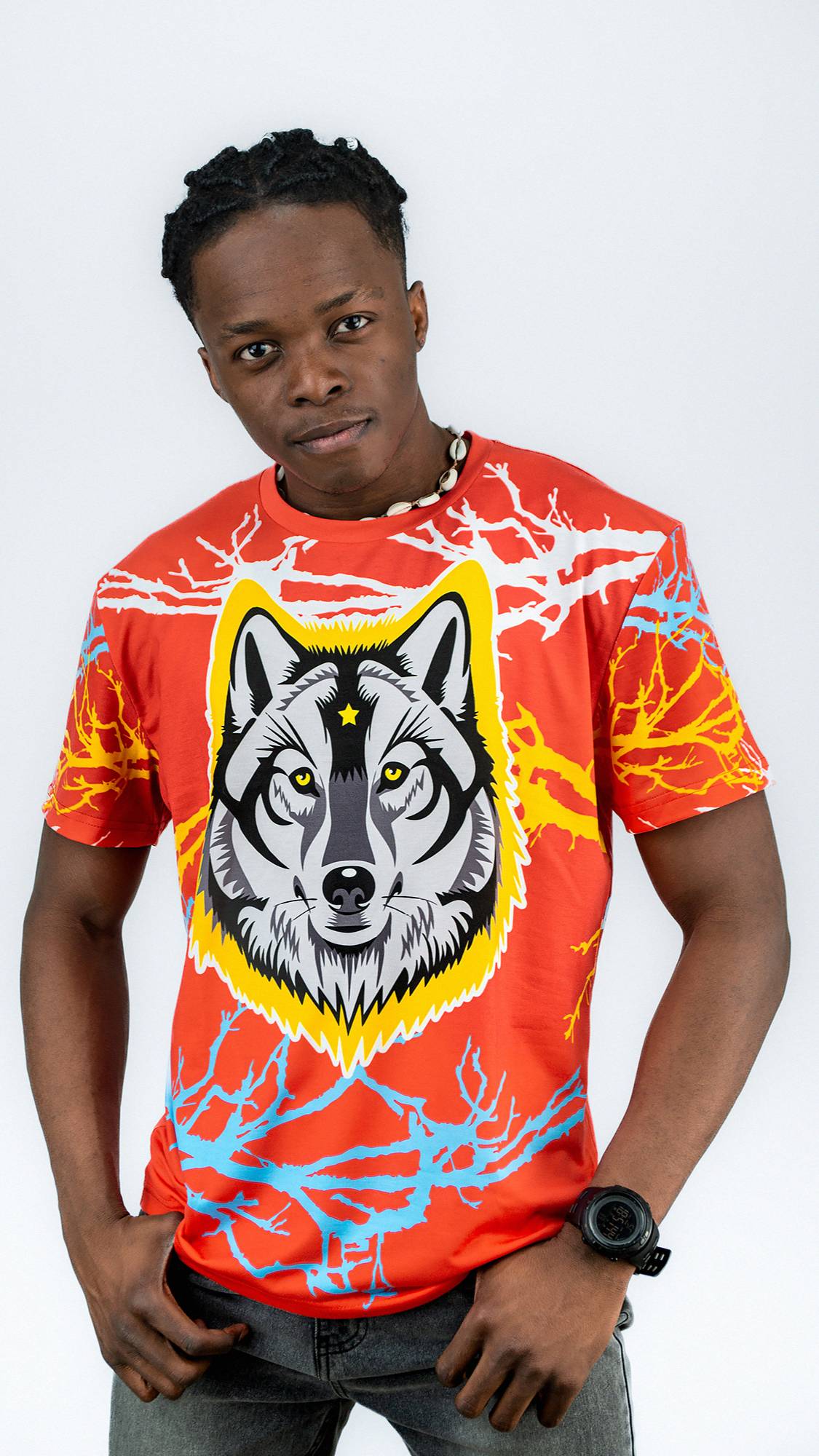 Футболка ВОЛК СИБИРЬ (красная)