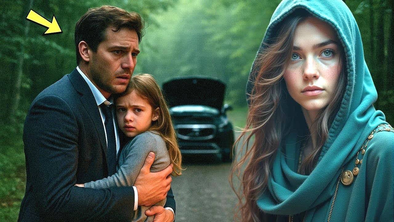 Машина отца—одиночки, генерального директора, ломается на горной дороге - Лесная Девушка помогает.