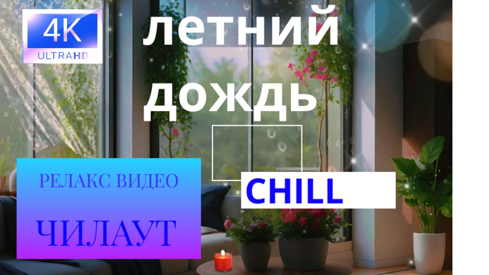 релакс видео Летний дождь I успокаивающие звуки легкого летнего дождя