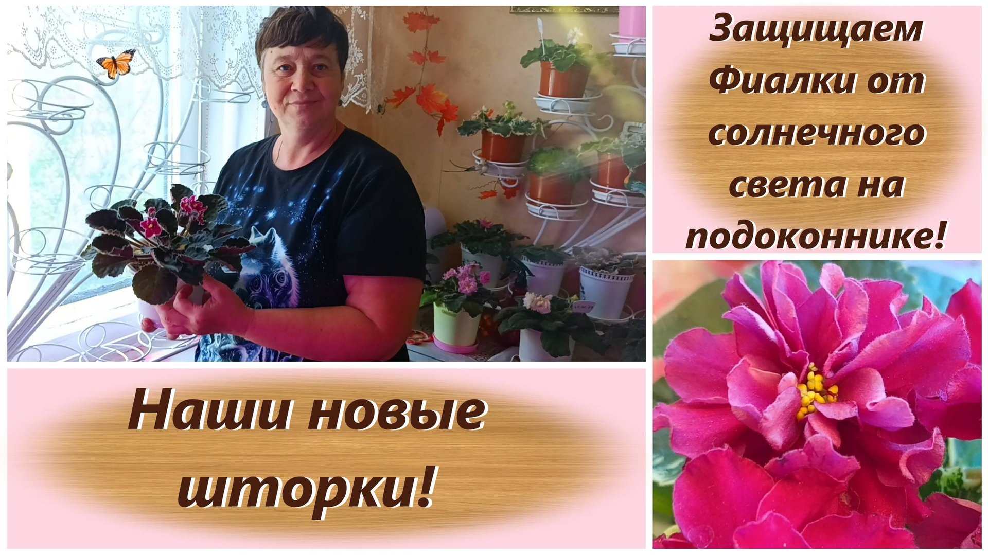 Защищаем Фиалки от солнечного света на подоконнике! Наши новые шторки!