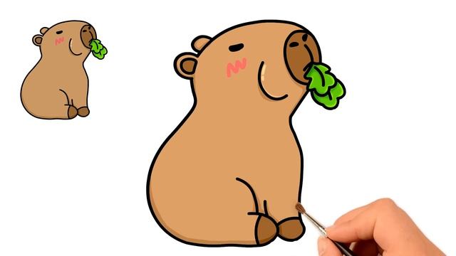 Как нарисовать капибару поедающие овощи