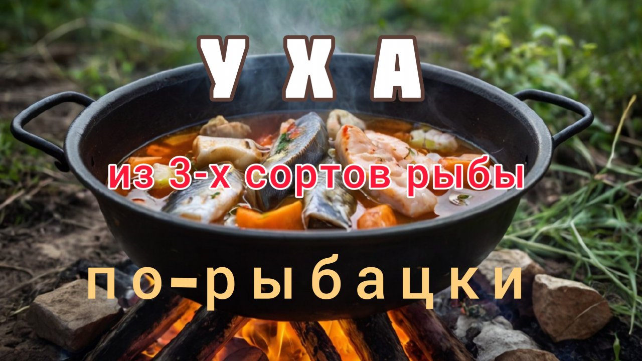 Уха из трёх сортов рыбы на огне, по-рыбацки. пошаговый рецепт приготовления. #уха #рыбалка #рецепт