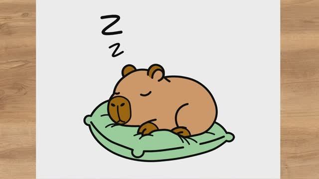 Как нарисовать спящую капибару