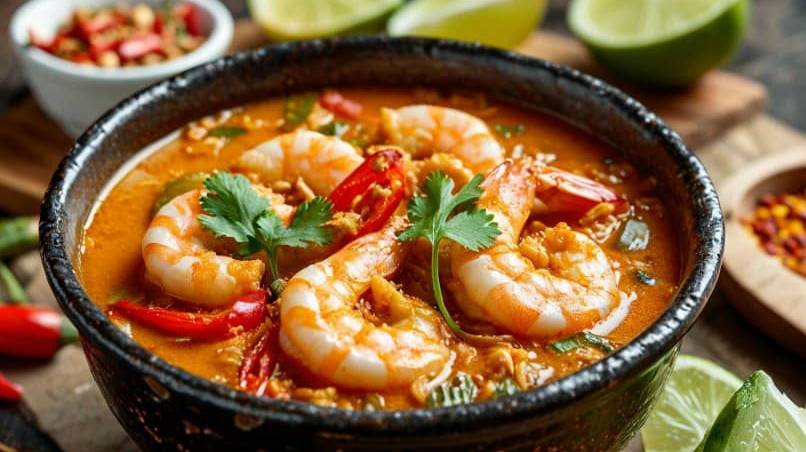 Суп Том ям с креветками и грибами