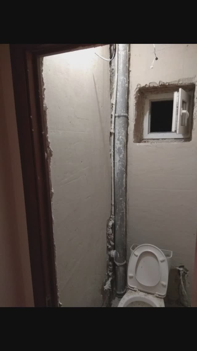 Ремонт санузла 2 м.кв. во вторичке. Штукатурка стен. Освещение. Ремонт. Калининград.