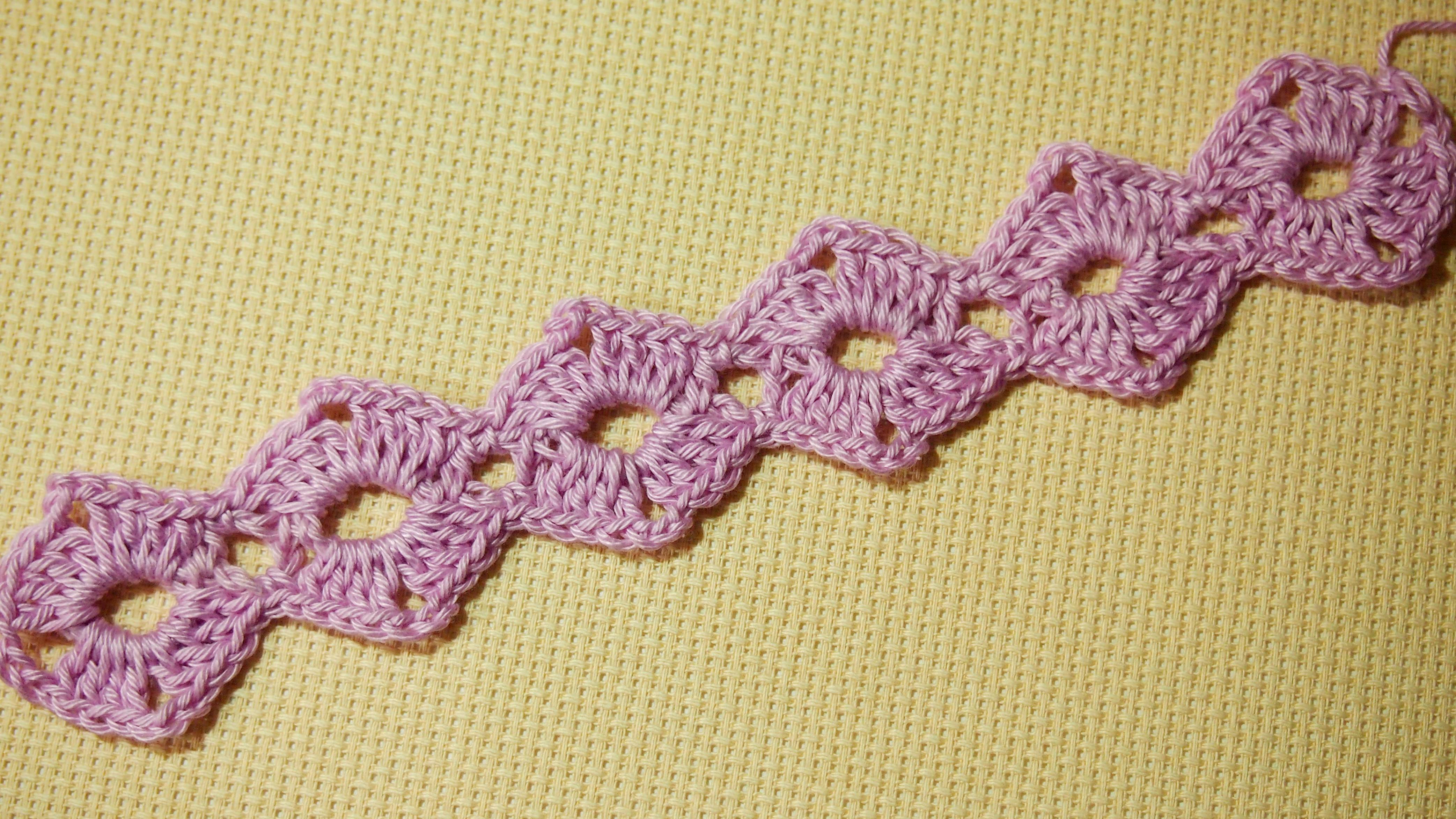 Ленточное кружево крючком для начинающих или вязание тесьмы lace crochet  Урок 102