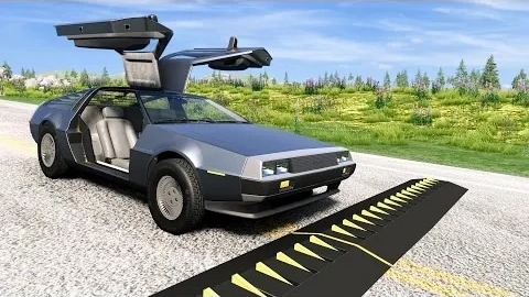 Массовые столкновения автомобилей с шипами на полосе #136 – BeamNG Drive